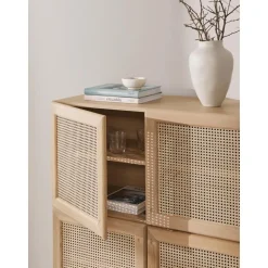 Credenza Alta In Legno Di Quercia Con Intreccio Viennese Jolie