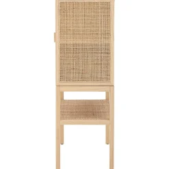 Credenza Alta In Legno Di Pino/Rattan Sanna