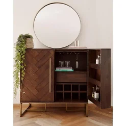 Credenza Bar A Spina Di Pesce Con Finitura In Legno Di Acacia Class