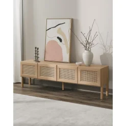 Credenza Bassa In Legno Di Quercia Con Intreccio Viennese Jolie