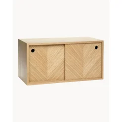 Credenza Da Parete In Legno Di Quercia Con Motivo Spina Di Pesce Herringbone