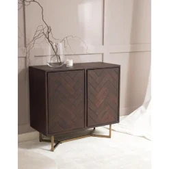 Credenza In Legno Massiccio Con Motivo Spina Di Pesce Luca