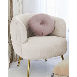 Cuscino Rotondo In Velluto Lucido Rosa Cipria Monet