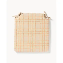 Cuscino Sedia In Cotone A Quadri Con Ricamo Orla