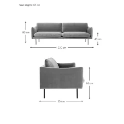 Divano 3 Posti In Velluto Moby