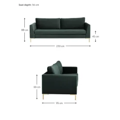 Divano 3 Posti In Velluto Luna