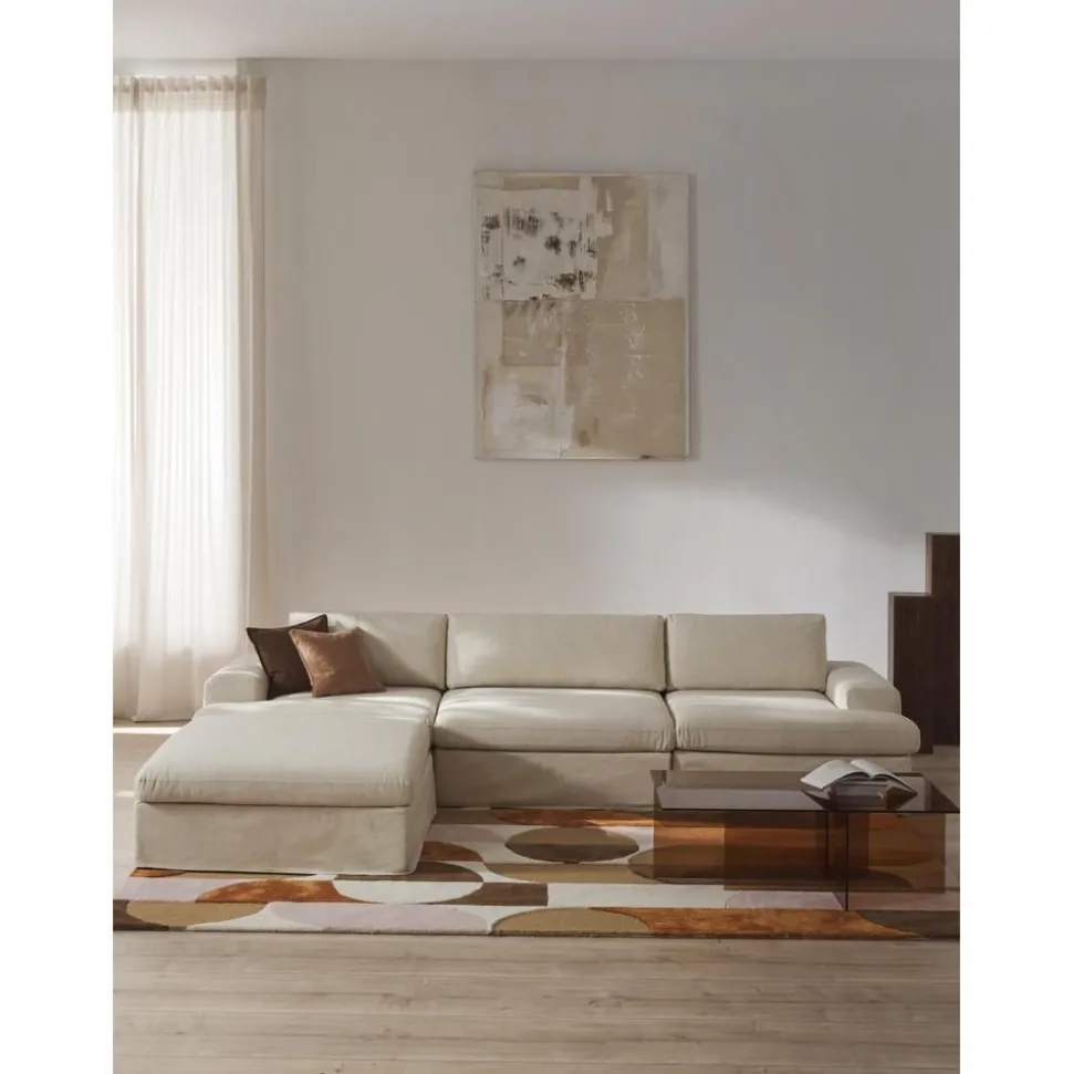 Divano Angolare Componibile 4 Posti Con Rivestimento Sfoderabile Russell