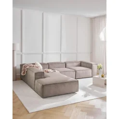 Divano Angolare Componibile Xl In Velluto A Coste Lennon