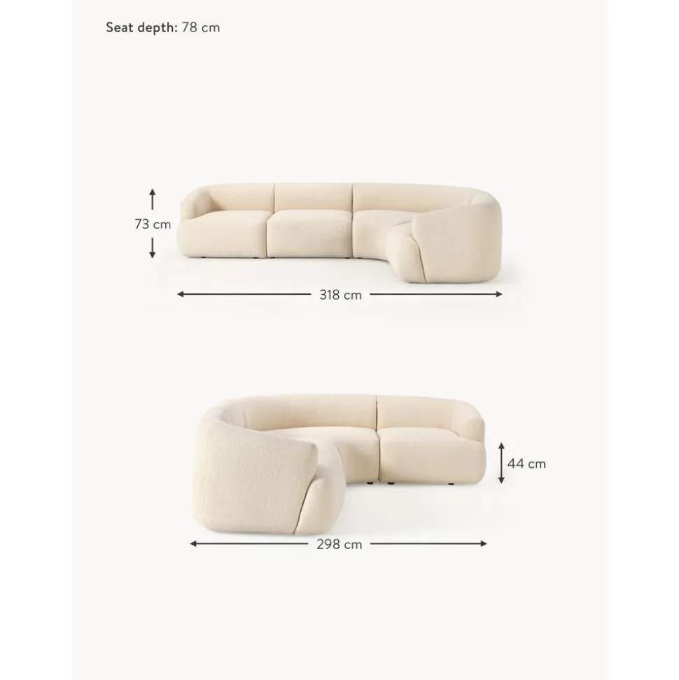 Divano Angolare Componibile 4 Posti In Boucle Sofia