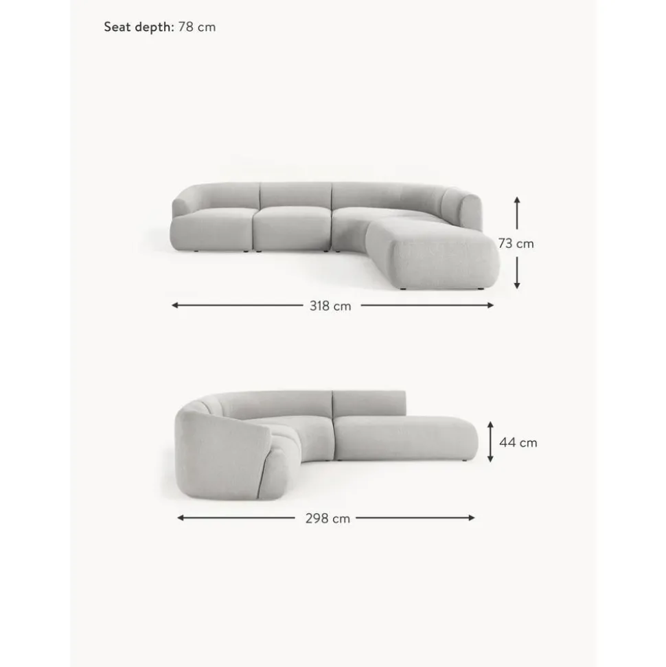 Divano Angolare Componibile 4 Posti In Boucle Sofia