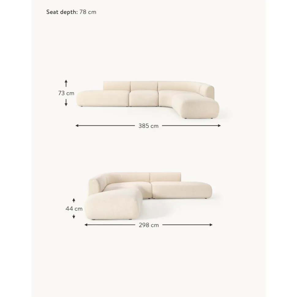 Divano Angolare Componibile 4 Posti In Boucle Sofia
