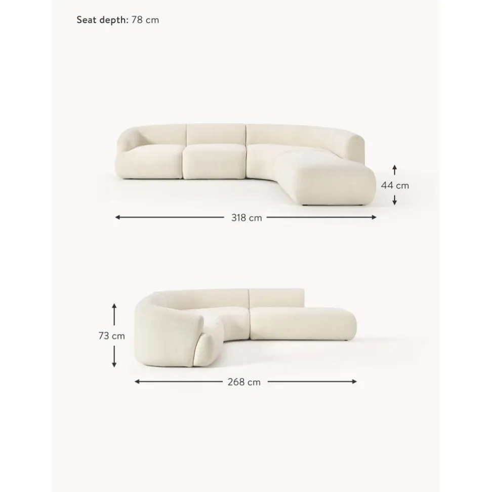 Divano Angolare Componibile 4 Posti In Teddy Sofia