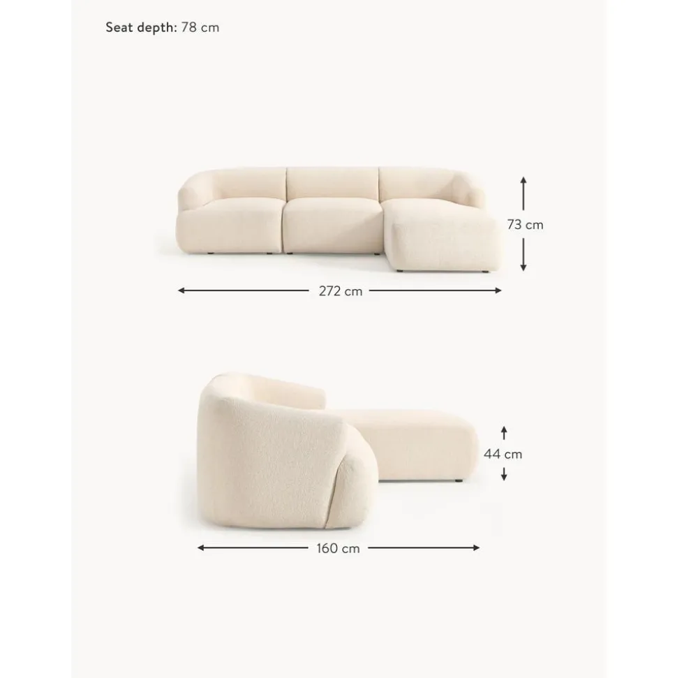 Divano Angolare Componibile 3 Posti In Boucle Sofia