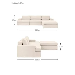 Divano Angolare Componibile 4 Posti Con Rivestimento Sfoderabile Russell