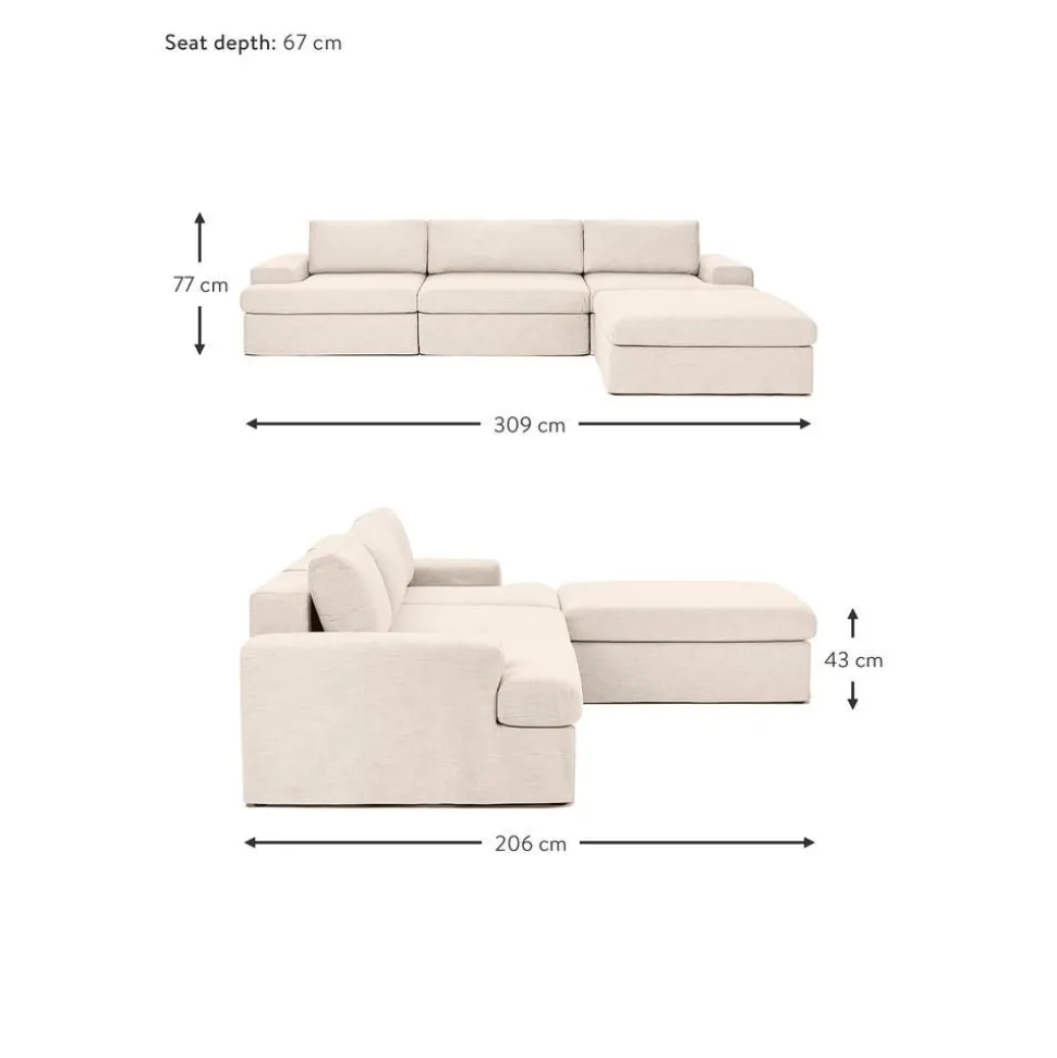 Divano Angolare Componibile 4 Posti Con Rivestimento Sfoderabile Russell