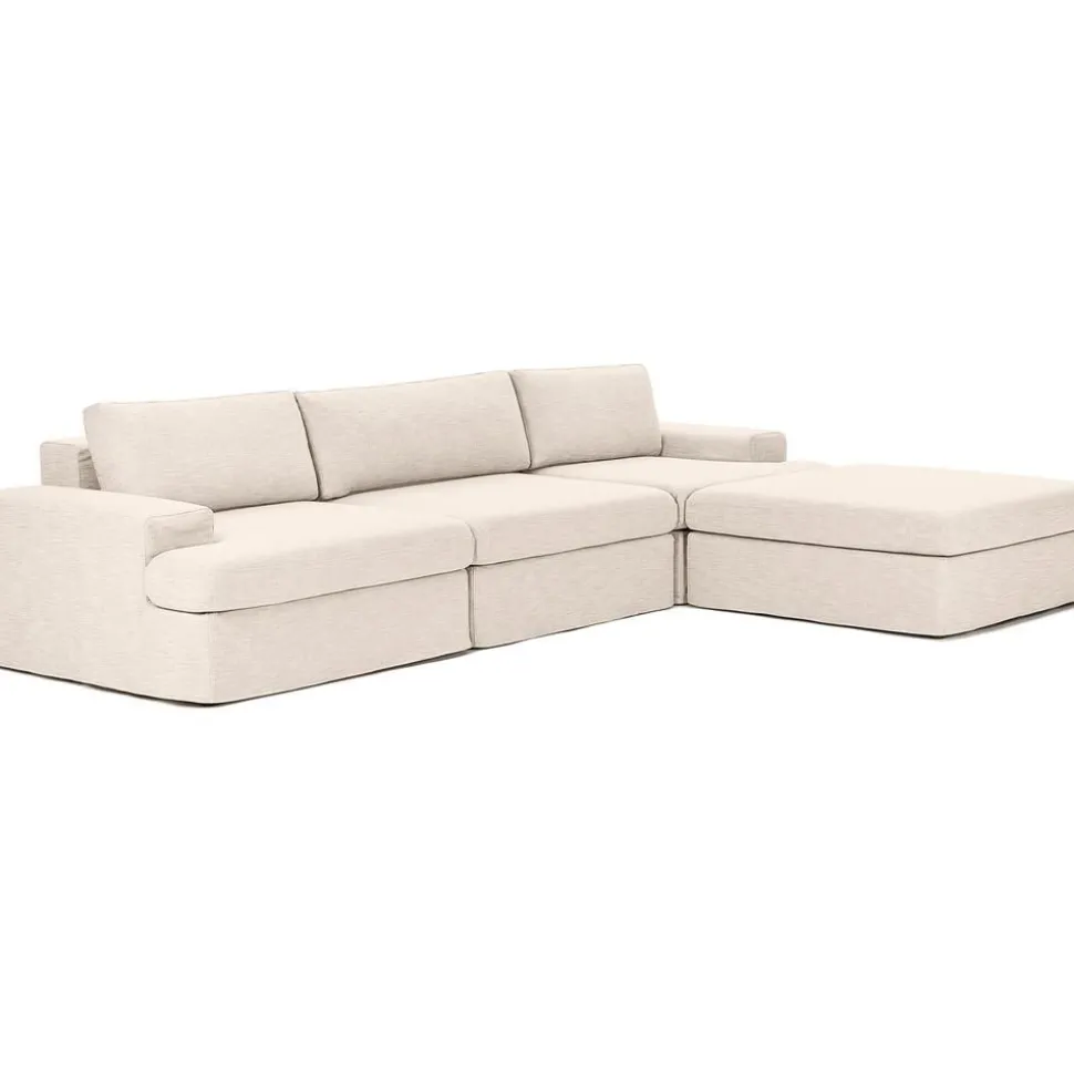 Divano Angolare Componibile 4 Posti Con Rivestimento Sfoderabile Russell