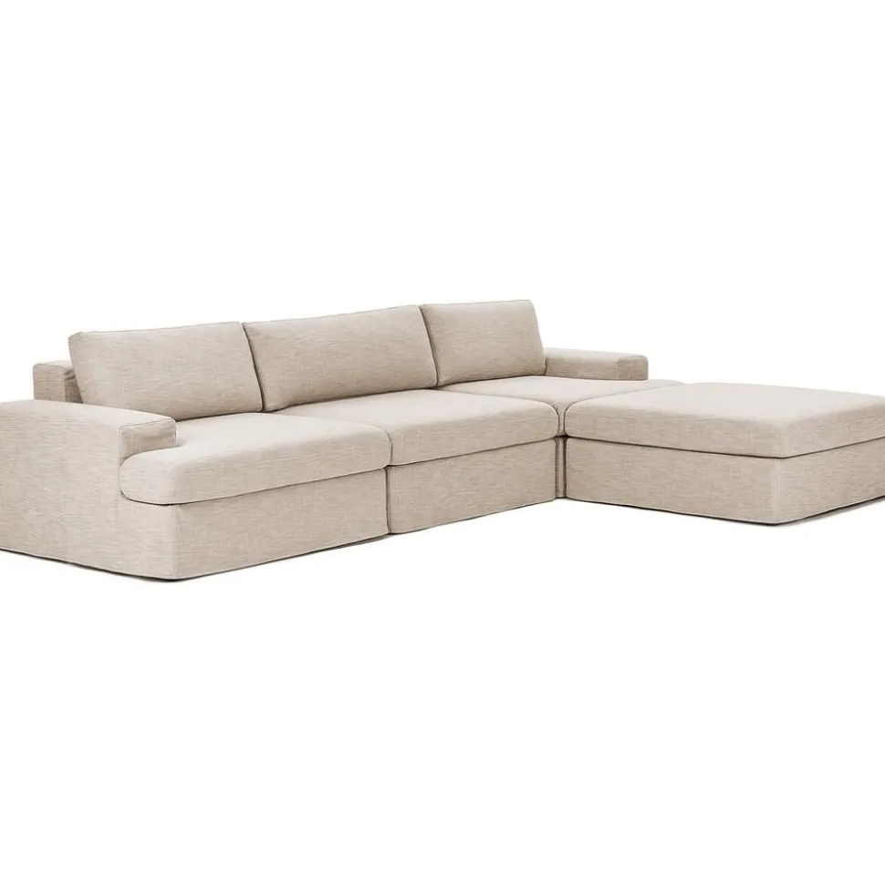 Divano Angolare Componibile 4 Posti Con Rivestimento Sfoderabile Russell