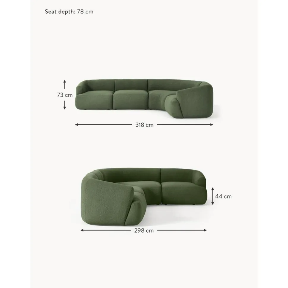 Divano Angolare Componibile 4 Posti In Boucle Sofia