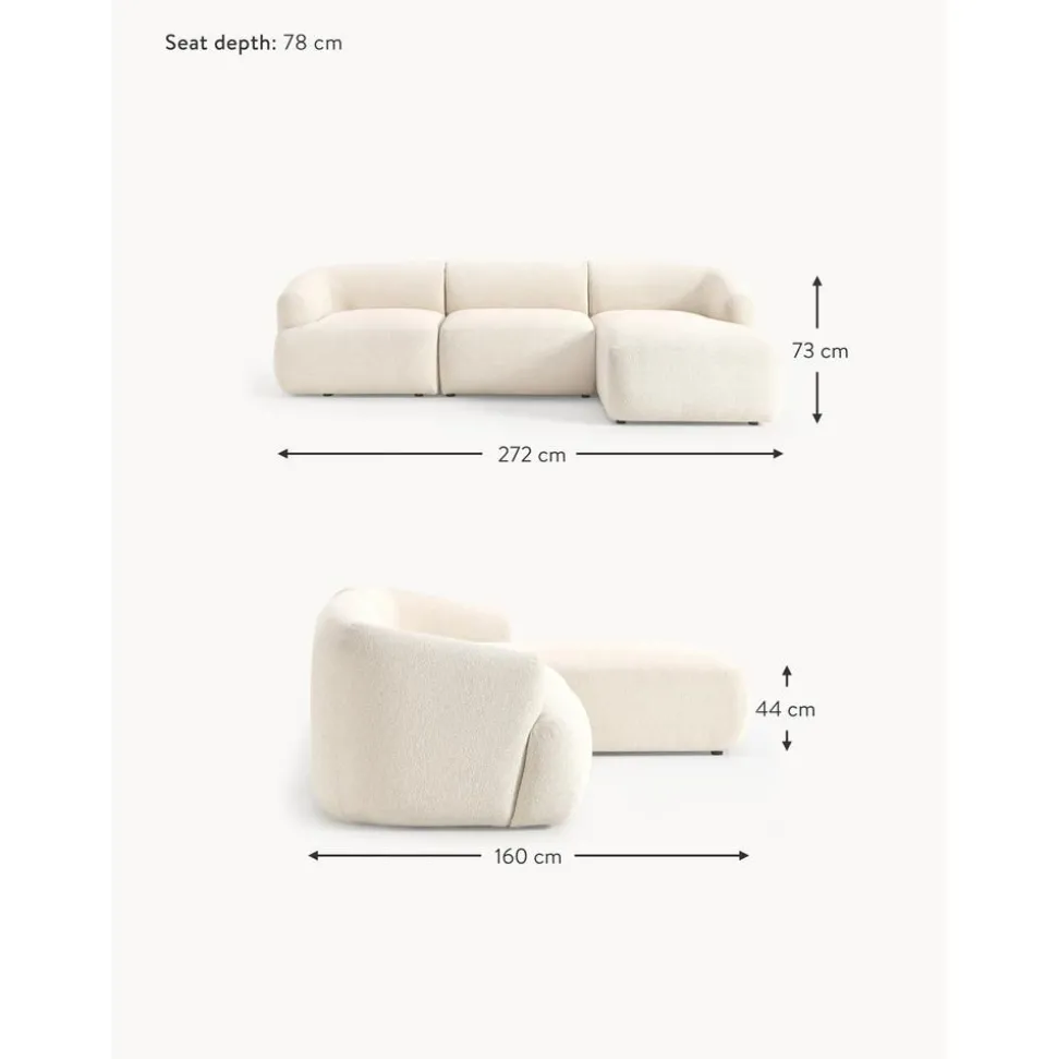 Divano Angolare Componibile 3 Posti In Boucle Sofia