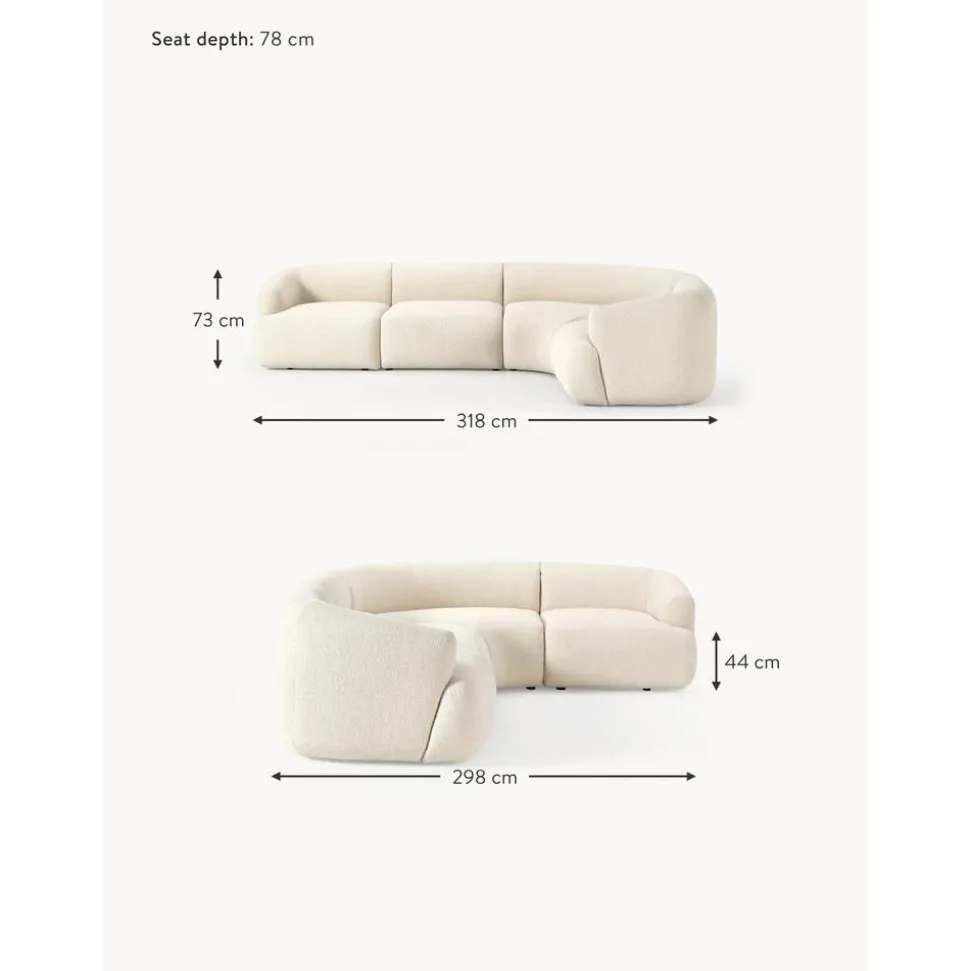 Divano Angolare Componibile 4 Posti In Boucle Sofia