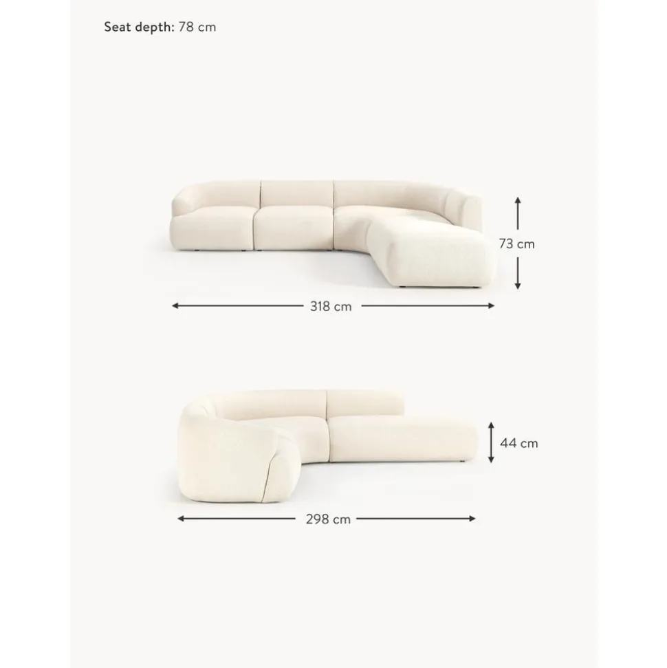 Divano Angolare Componibile 4 Posti In Boucle Sofia