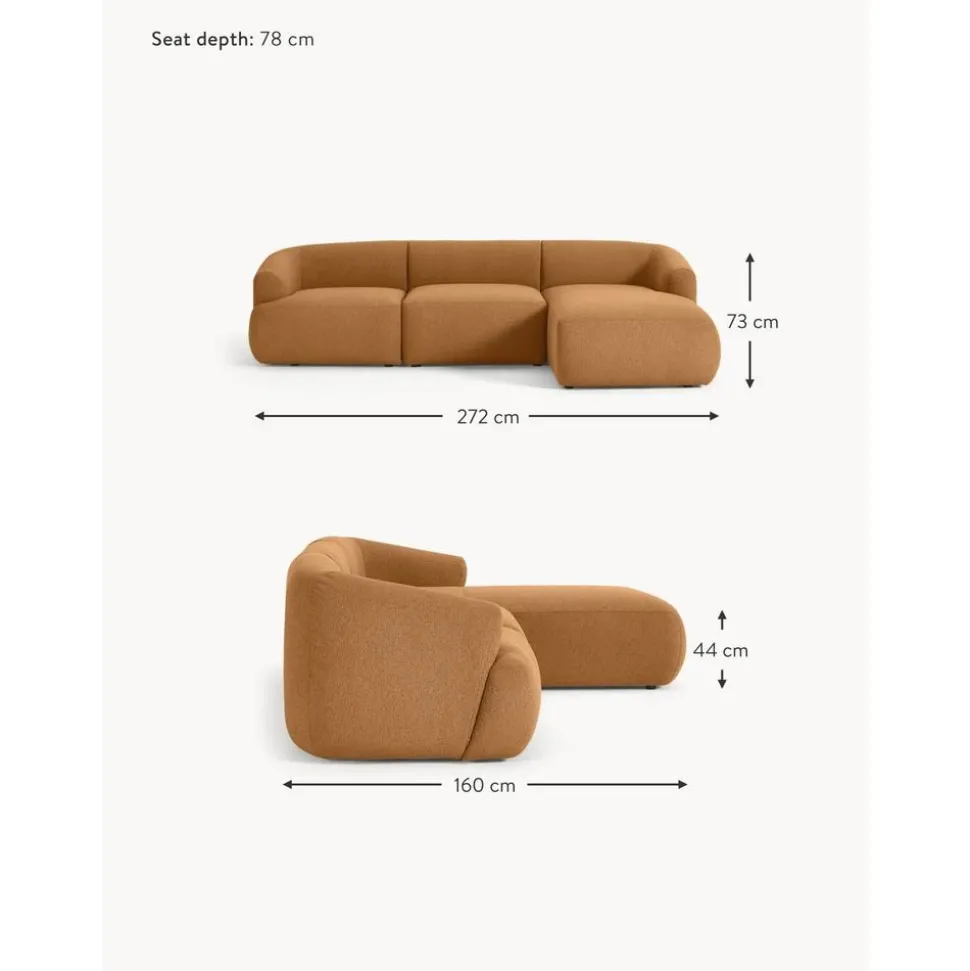 Divano Angolare Componibile 3 Posti In Boucle Sofia