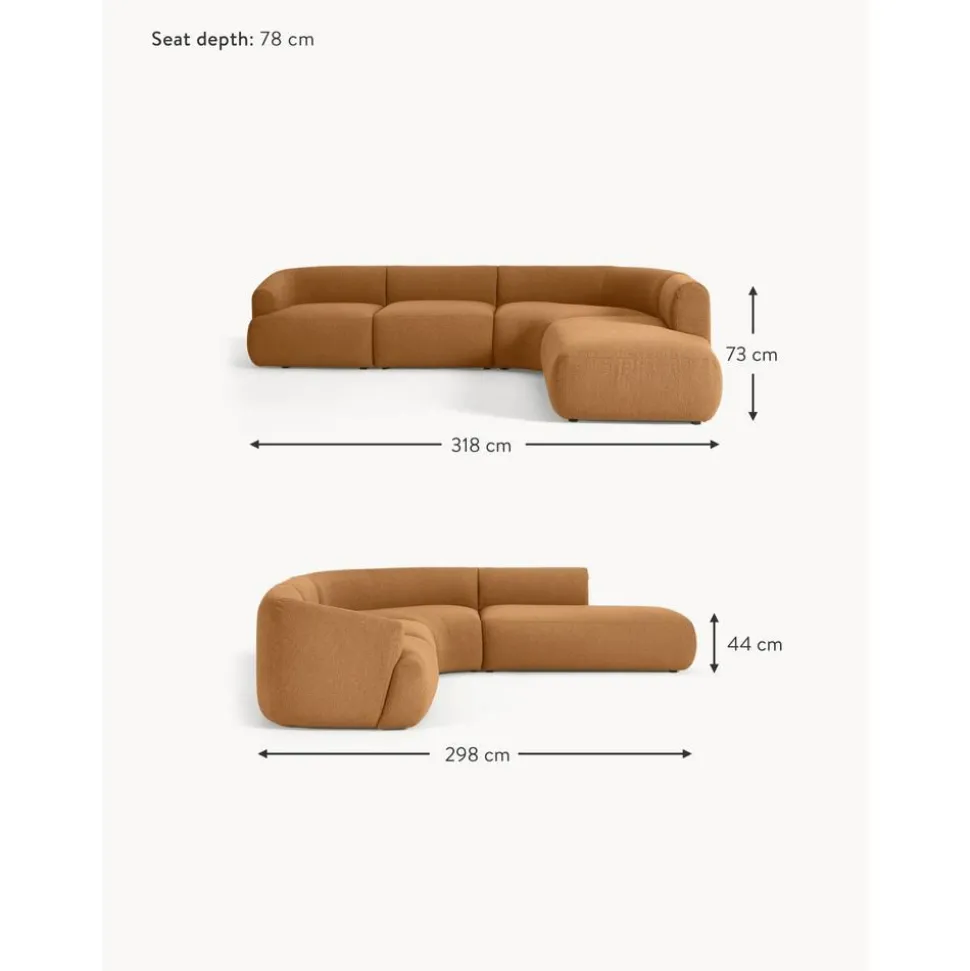 Divano Angolare Componibile 4 Posti In Boucle Sofia