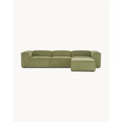 Divano Componibile 4 Posti In Velluto A Coste Con Poggiapiedi Lennon