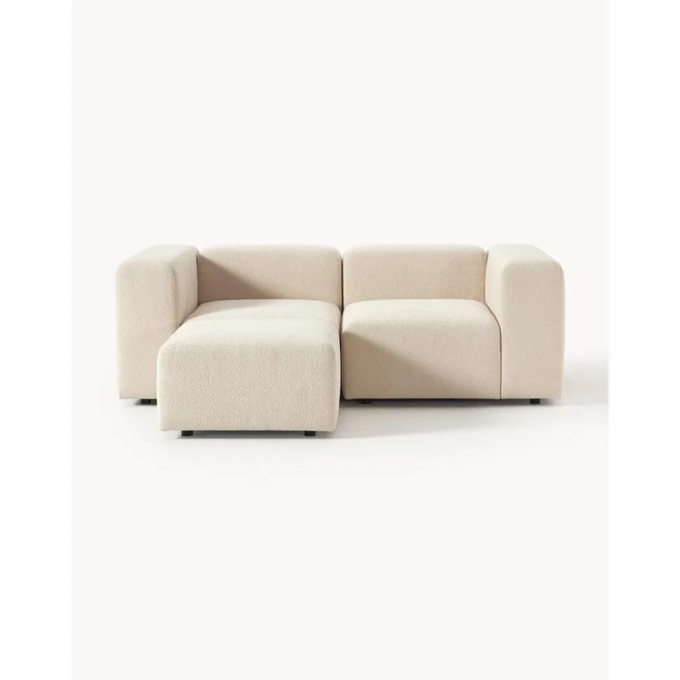 Divano Componibile 3 Posti In Boucle Con Poggiapiedi Lena