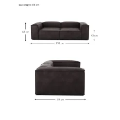 Divano Componibile 3 Posti In Pelle Riciclata Lennon