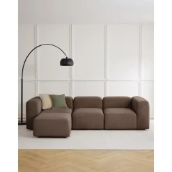 Divano Componibile 4 Posti Con Poggiapiedi Lena