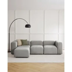 Divano Componibile 4 Posti Con Poggiapiedi Lena