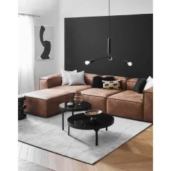 Divano Componibile 4 Posti In Pelle Riciclata Con Poggiapiedi Lennon