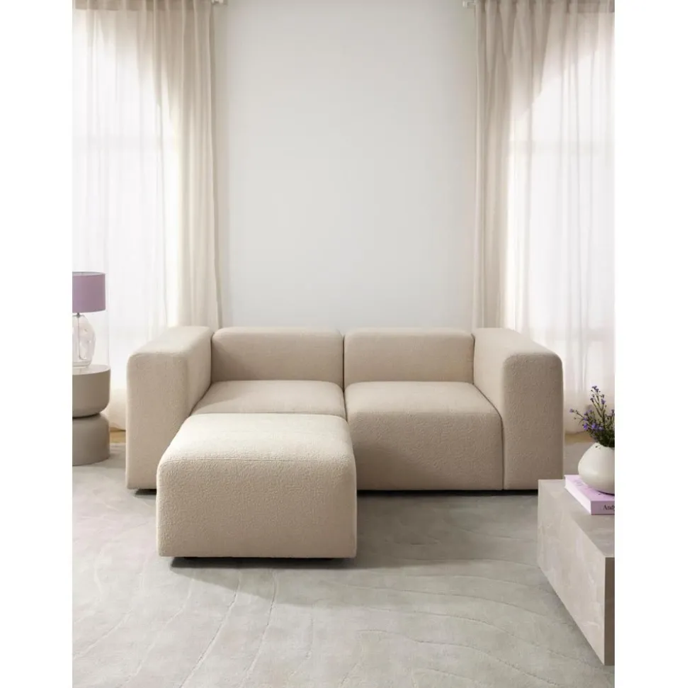 Divano Componibile 3 Posti In Boucle Con Poggiapiedi Lena