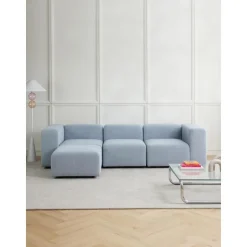 Divano Componibile 4 Posti In Boucle Con Poggiapiedi Lena