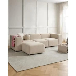 Divano Componibile 4 Posti In Boucle Con Poggiapiedi Lena