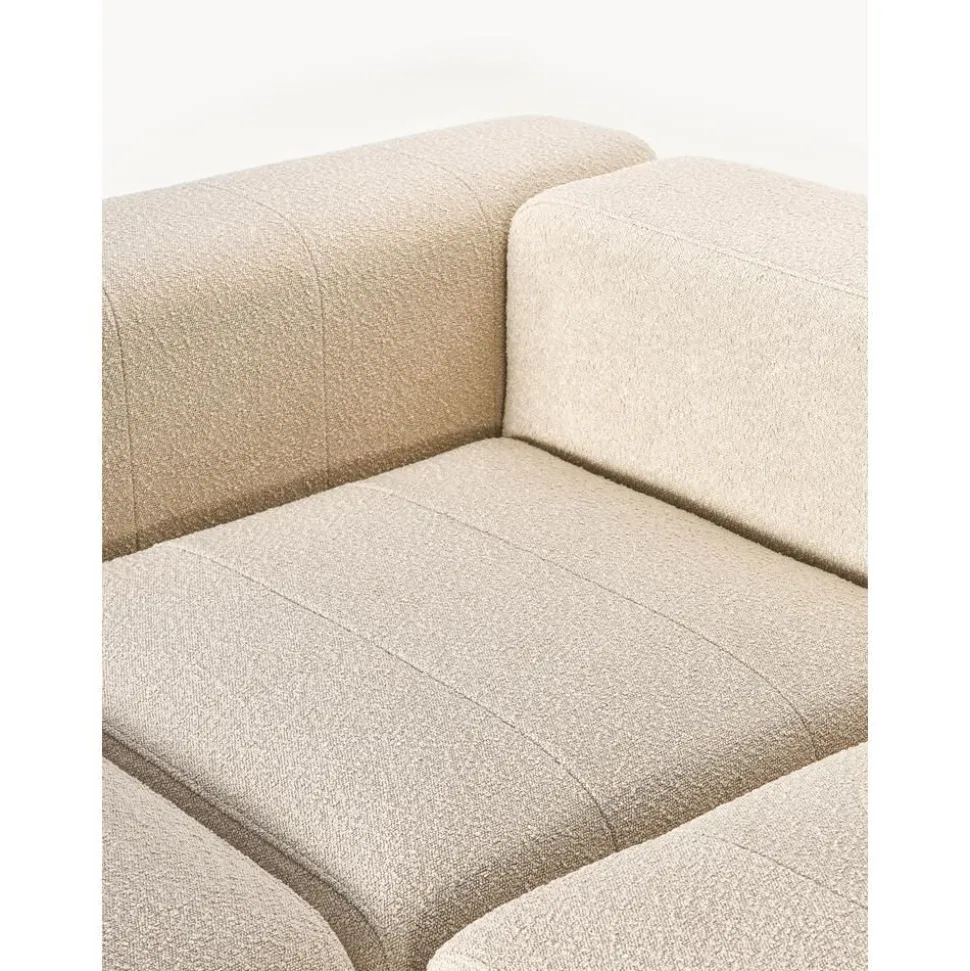 Divano Componibile 3 Posti In Boucle Con Poggiapiedi Lena