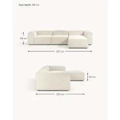Divano Componibile 4 Posti Con Poggiapiedi Lennon