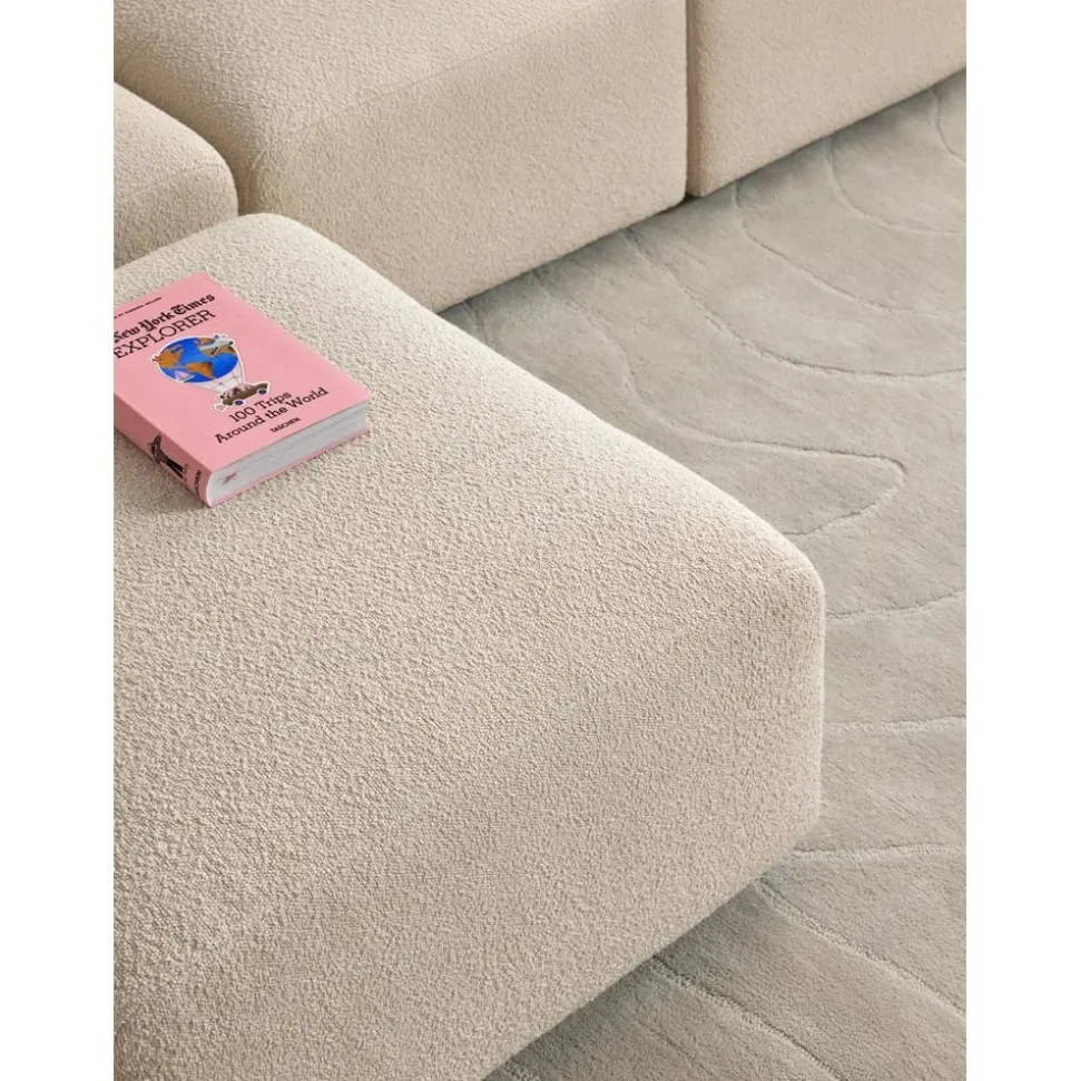 Divano Componibile 4 Posti In Boucle Con Poggiapiedi Lena