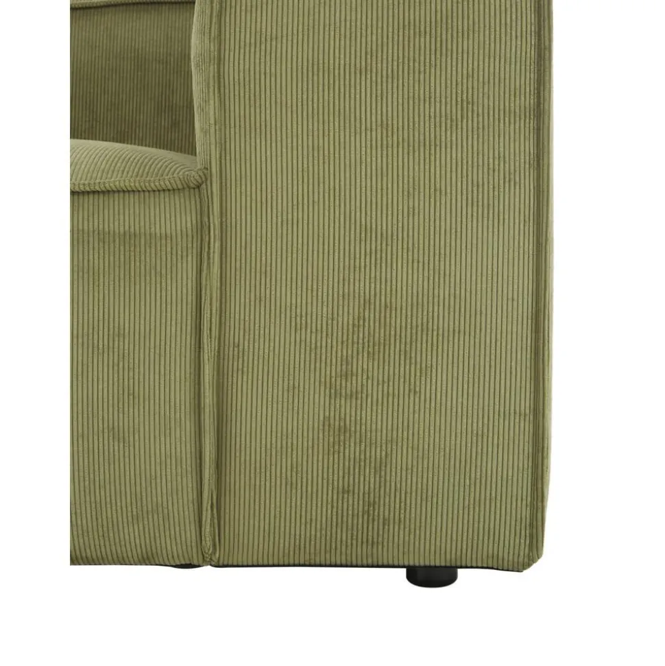 Divano Componibile 4 Posti In Velluto A Coste Con Poggiapiedi Lennon