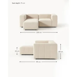 Divano Componibile 3 Posti In Boucle Con Poggiapiedi Lena