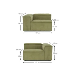 Divano Componibile 3 Posti In Velluto A Coste Lennon