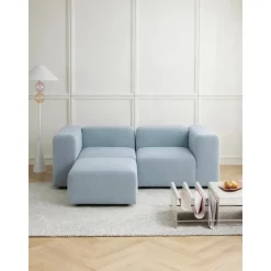 Divano Componibile 3 Posti In Boucle Con Poggiapiedi Lena