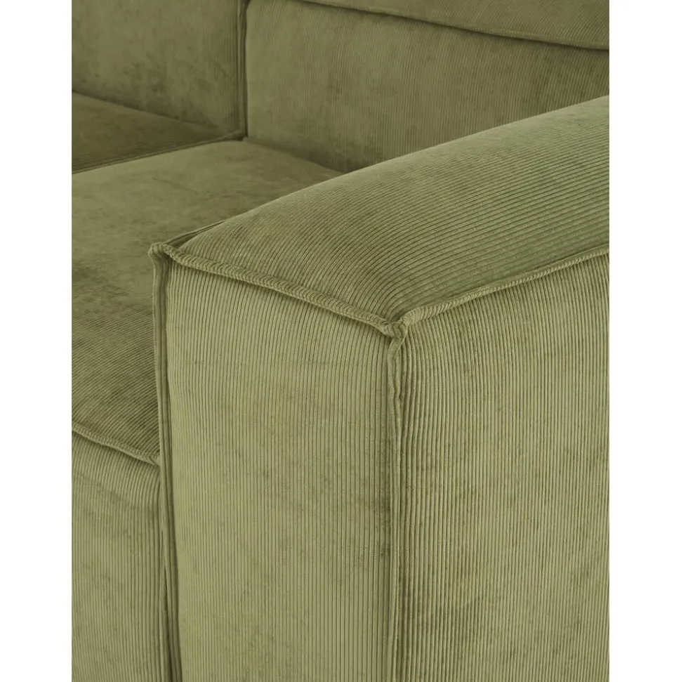 Divano Componibile 4 Posti In Velluto A Coste Con Poggiapiedi Lennon