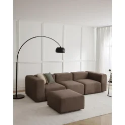 Divano Componibile 4 Posti Con Poggiapiedi Lena