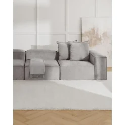 Divano Componibile 4 Posti In Velluto A Coste Lennon