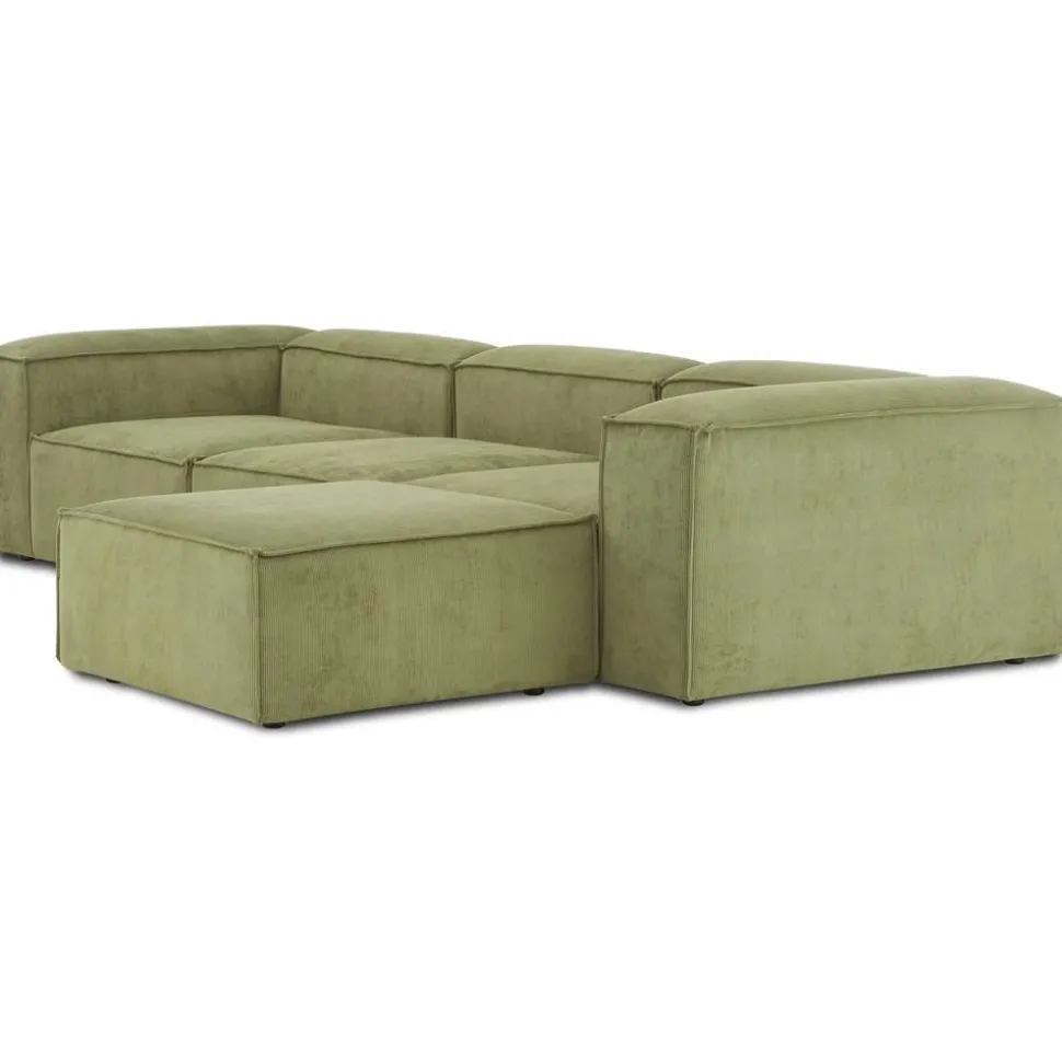 Divano Componibile 4 Posti In Velluto A Coste Con Poggiapiedi Lennon