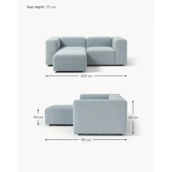 Divano Componibile 3 Posti In Boucle Con Poggiapiedi Lena