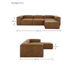 Divano Componibile 4 Posti In Pelle Riciclata Con Poggiapiedi Lennon