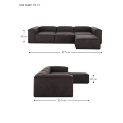 Divano Componibile 4 Posti In Pelle Riciclata Con Poggiapiedi Lennon